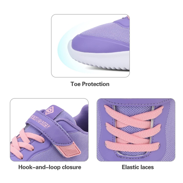 [EZ-Ons BreezeRunners] Breathable And Lightweight Kids Running Sneakers - PURPLE PINK - 3